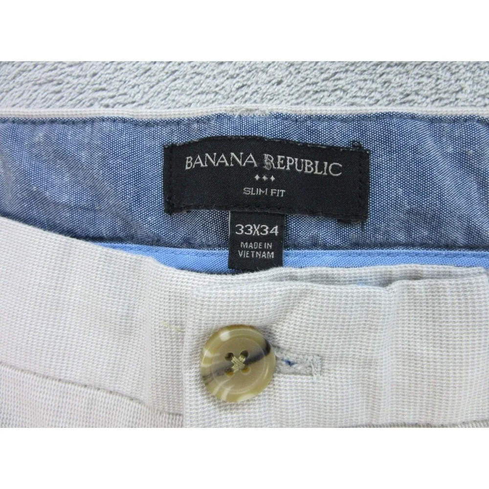 Banana Republic Dress Pants Men Size 33x34 (Actual 32 x 32) Slim Fit Beige